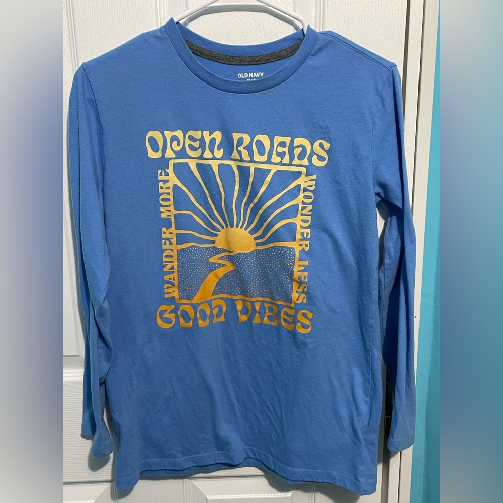Old Navy Blue Graphic Long Sleeve Tee
